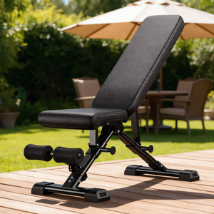 Adjustable Weight Bench with Resistance Bands, Foldable Incline/Decline Workout Bench for Full-Body Training, Multi-Purpose Strength Training Bench for Home Gym