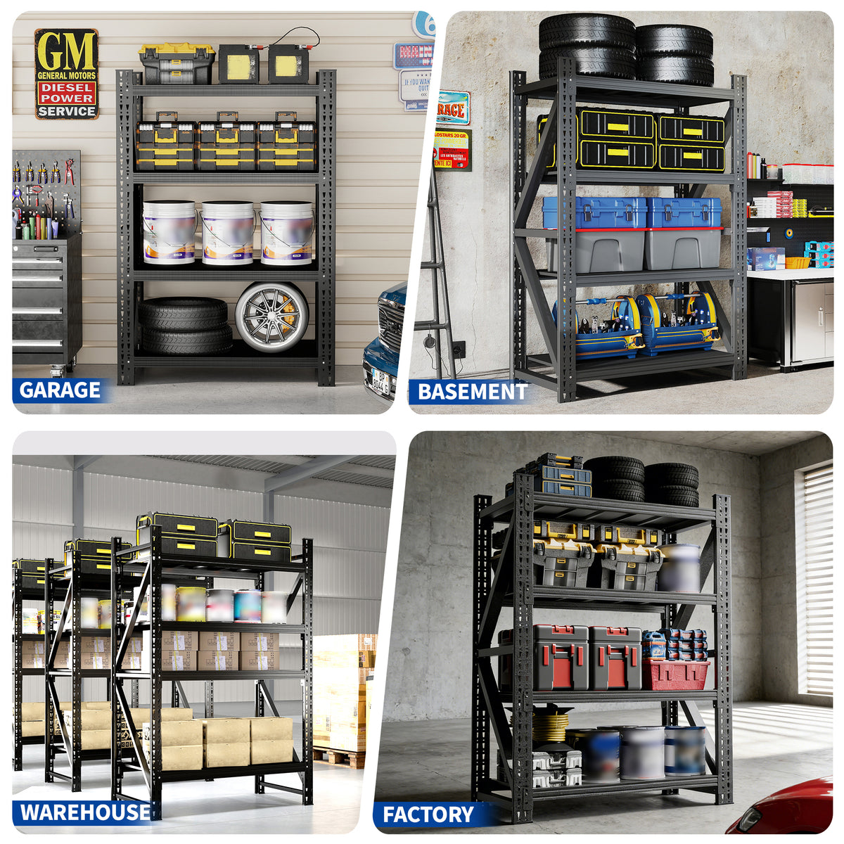 Heavy Duty Metal Adjustable Garage Shelves