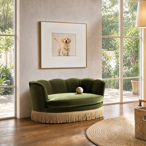 Clara 34.5" Scalloped Pet Sofa Bed - Medium, Olive