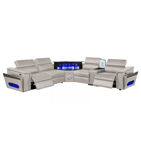 Nova - Sectional With Bluetooth Speaker, LED And Lifting Wine Cabinet
