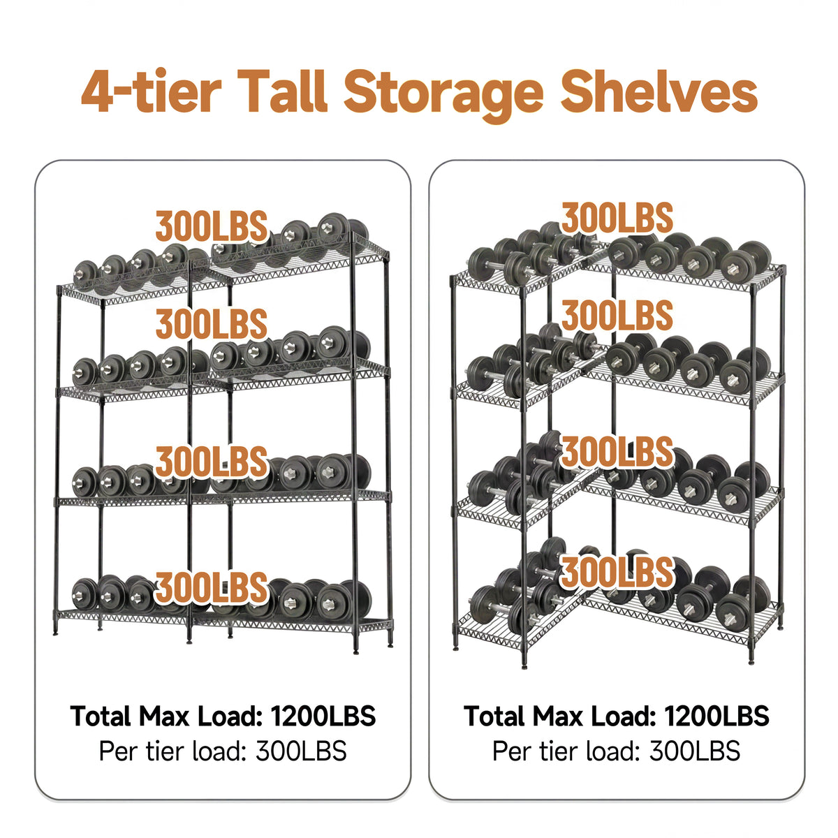 4 Tiers Metal Storage Shelves