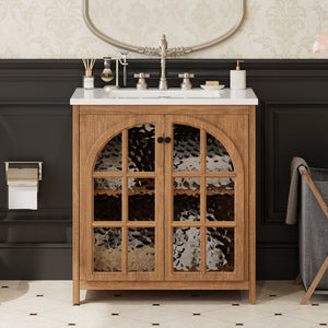 Vintage Farmhouse Bathroom Vanity With Ceramic Sink