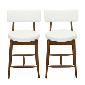 Mid Century Modern Counter Stools, Fabric Upholstered Chairs