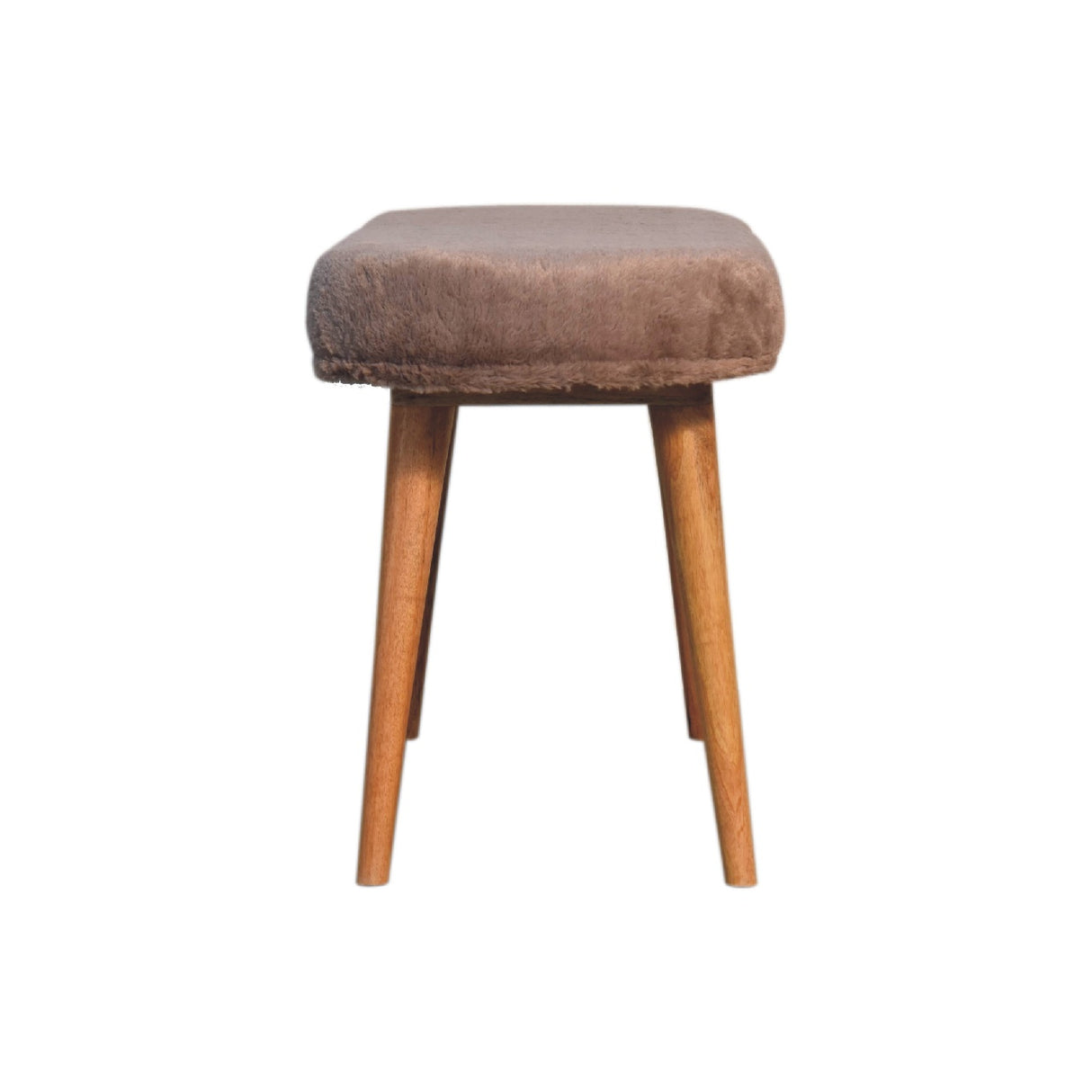 Solid Wood Faux Fur Fabric Bench, Upholstered, Nordic Legs