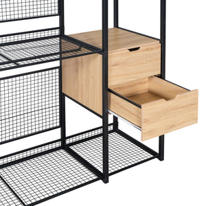 Open Style Wardrobe With Hanging Rails, Shelves And Drawers