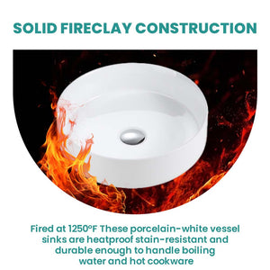 Integrated White Ceramic Basin, 15.56-Inch Round, Gloss Finish