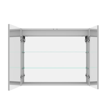 36" X 30" Medicine Cabinet With LED Vanity Mirror, Anti-Fog Recessed Or Surface Mount Bathroom Double Door Large Storage 3000K~6000K Bright Lighted Aluminum Storage Cabinet With Touch Switch - Silver