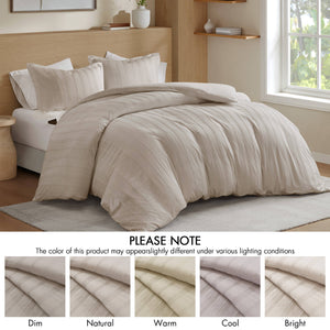 Striped Full Woven Duvet Set with 2 Pillow Shams - Full Size