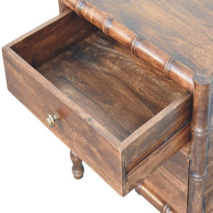Solid Wood Bamboo Frame Nightstand in Roasted Almond