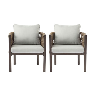 2 Pieces Outdoor Metal Patio Club Chair, Patio Furniture Arm Chair With Cushion, Modern Outdoor Furniture Deep Seating For Porch, Garden, Backyard, Balcony - Brown / Light Gray - Best Buy Furniture