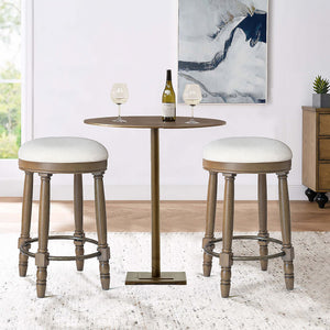 360° Swivel Wooden Barstools With Upholstered Seat, Counter Height (Set of 2)
