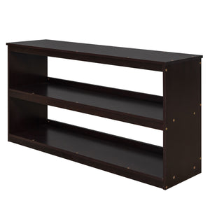 Loft Low Study Bed With Cabinet, Shelves And Rolling Portable Desk, Multiple Functions