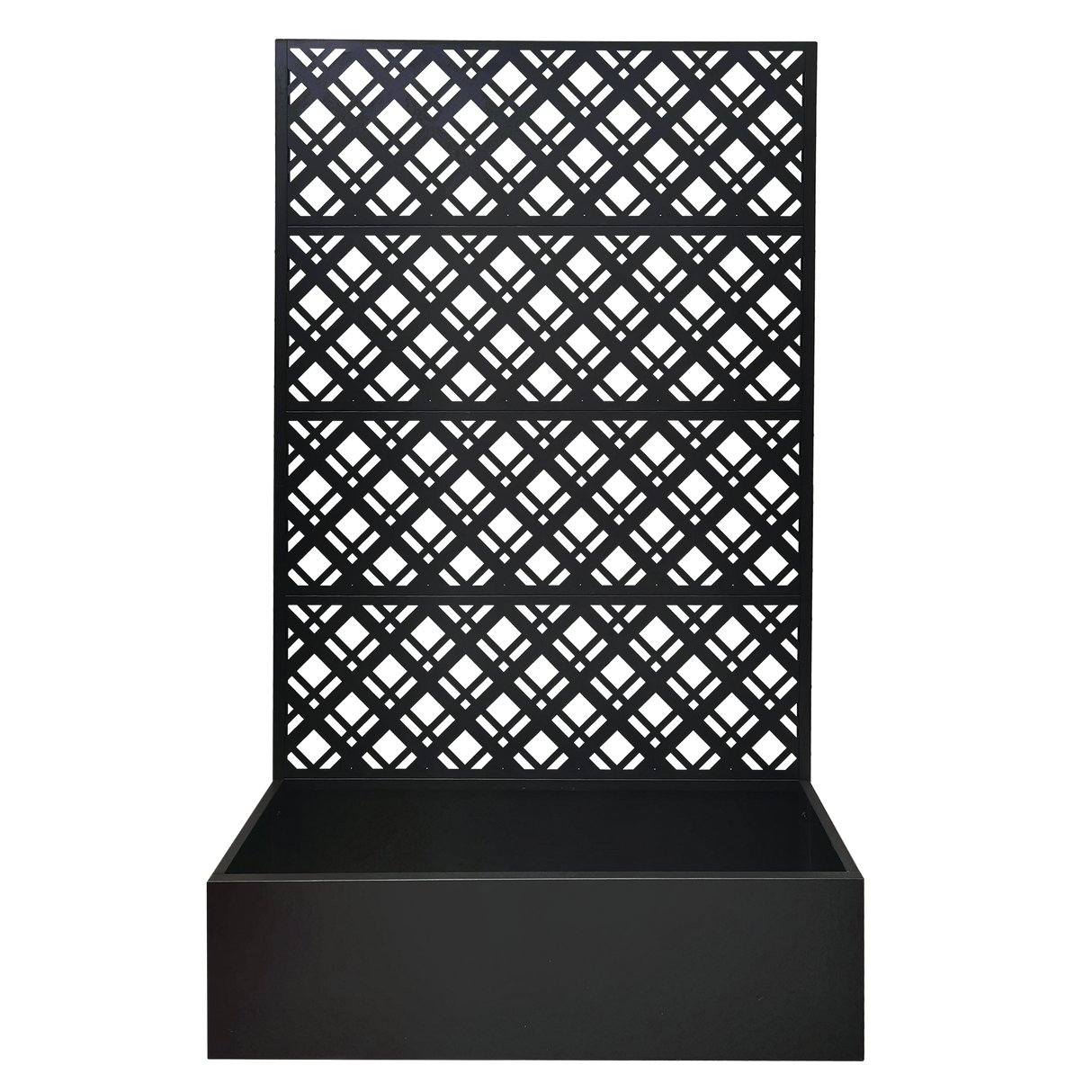 Rhombus Black Metal Planter Raised Garden Bed with Trellis