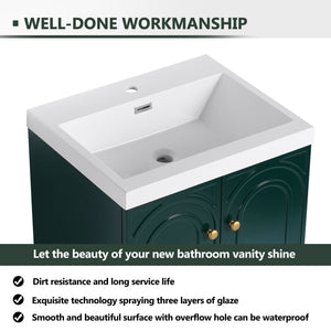 Contemporary Freestanding Bathroom Vanity With Resin Sink & Soft-Close Cabinet Doors