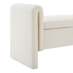 Modern Teddy Upholstered Large Bed End Bench With Arms And Storage
