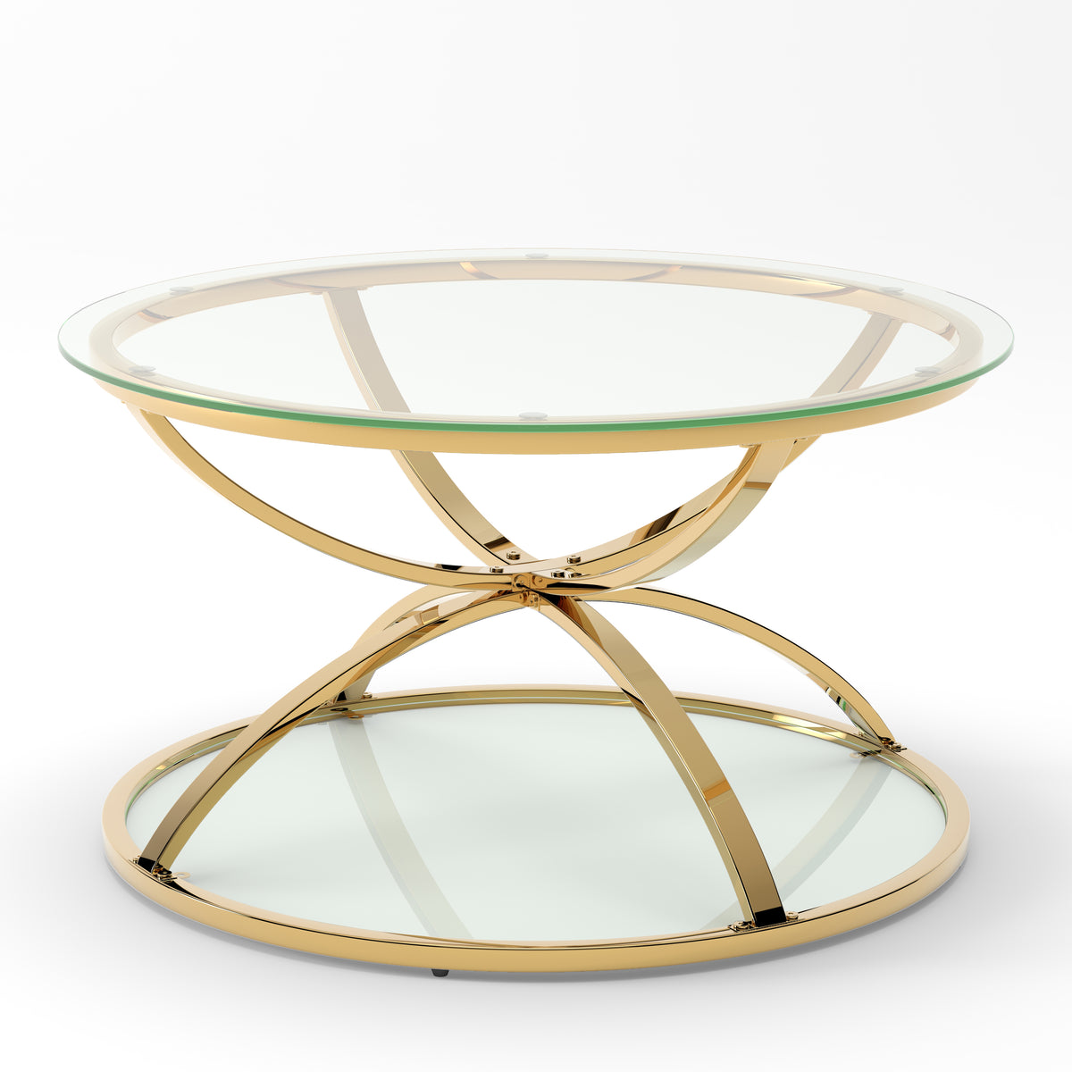 31.50'' Modern Glass Coffee Table with 2 Tiers
