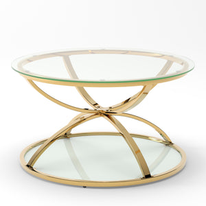 31.50'' Modern Glass Coffee Table with 2 Tiers