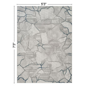 Geometrix - 5'3" X 7'3" Area Rug, Geometric 3D Effect - Gray / Ivory
