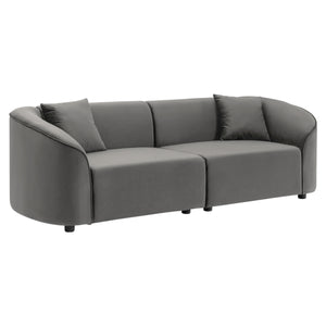 87" Curved Contemporary Sofa in Gray