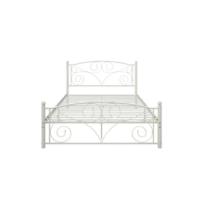 Full Size Unique Flower Sturdy System Metal Bed Frame with Headboard