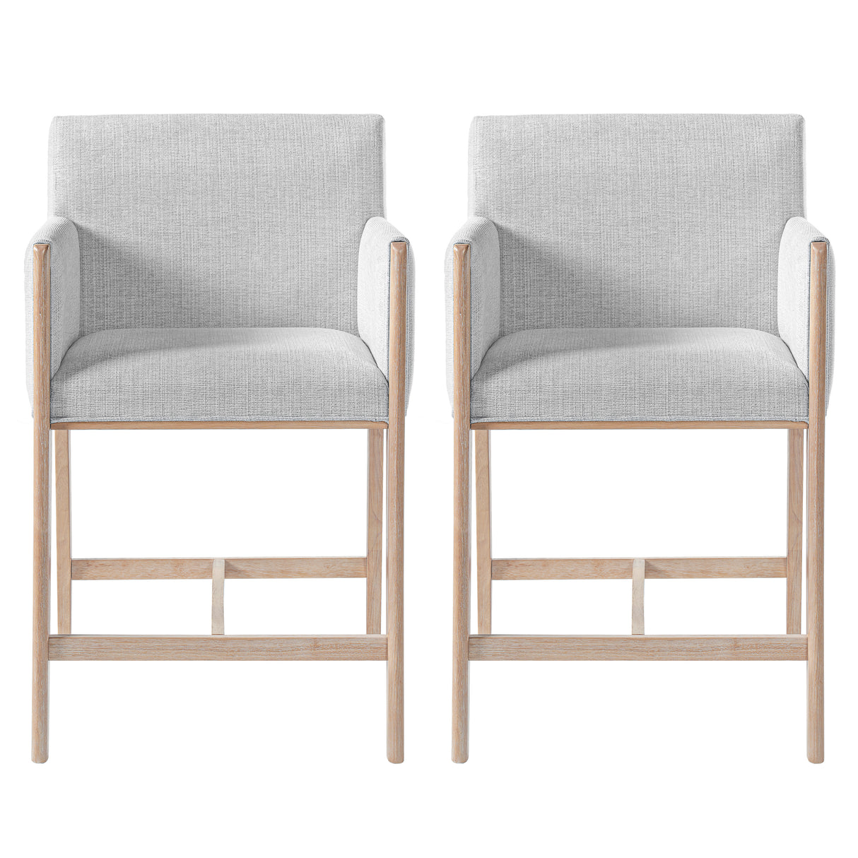 24'' Seat Height Upholstered Counter Stools with Arms - Set of 2