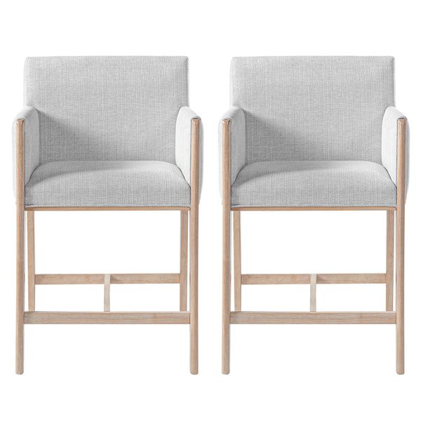 24'' Seat Height Upholstered Counter Stools with Arms - Set of 2