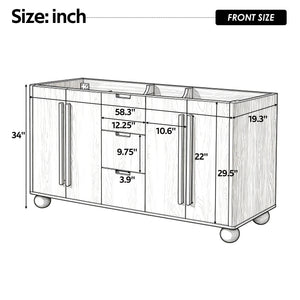 58.3" Bathroom Vanity Cabinet Only with Soft-Close Drawers