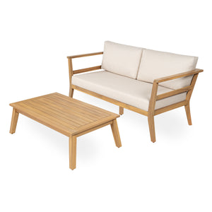 Acacia Outdoor Loveseat & Coffee Table for Patio