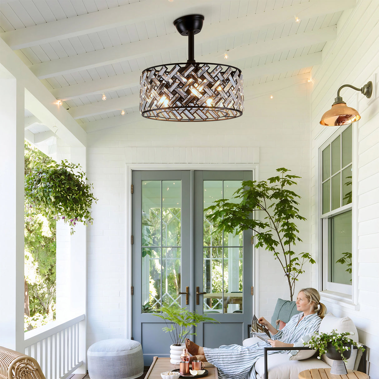 18'' Crystal Cage Ceiling Fan with Remote Control