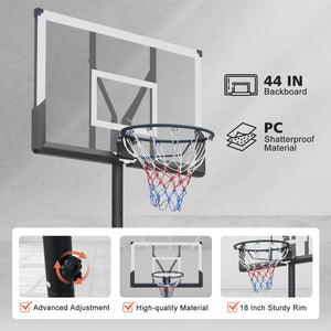 Basketball Hoop with 5.73-10FT Adjustable Height