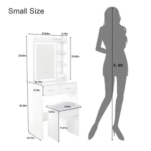 Small Makeup Vanity Desk with Mirror & LED Lights