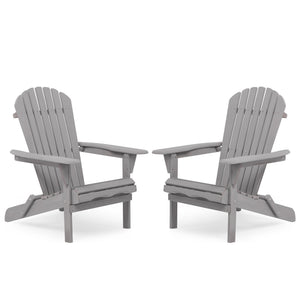 Classic Gray Cedar Wood Lounge Patio Chair Set of 2
