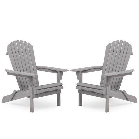 Classic Gray Cedar Wood Lounge Patio Chair Set of 2