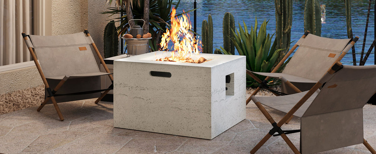 U_Style MGO Outdoor Square Fire Pit with Steel Burner