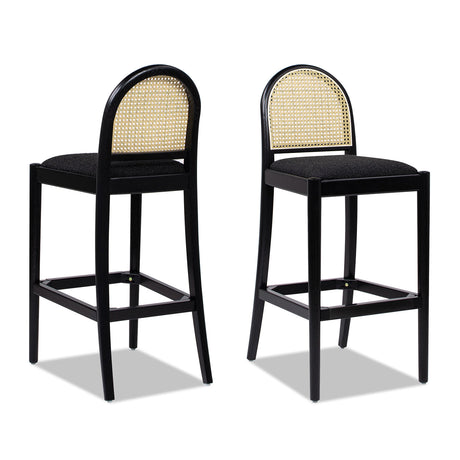 Arlin Upholstered Stool with Curved Back and Footrest - Set of 2
