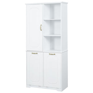Freestanding Tall Storage Cabinet With 2 Tilt Out Hampers