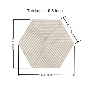 Hexagon Natural Stone Marble Tile, 3D Fluted (Set of 12)