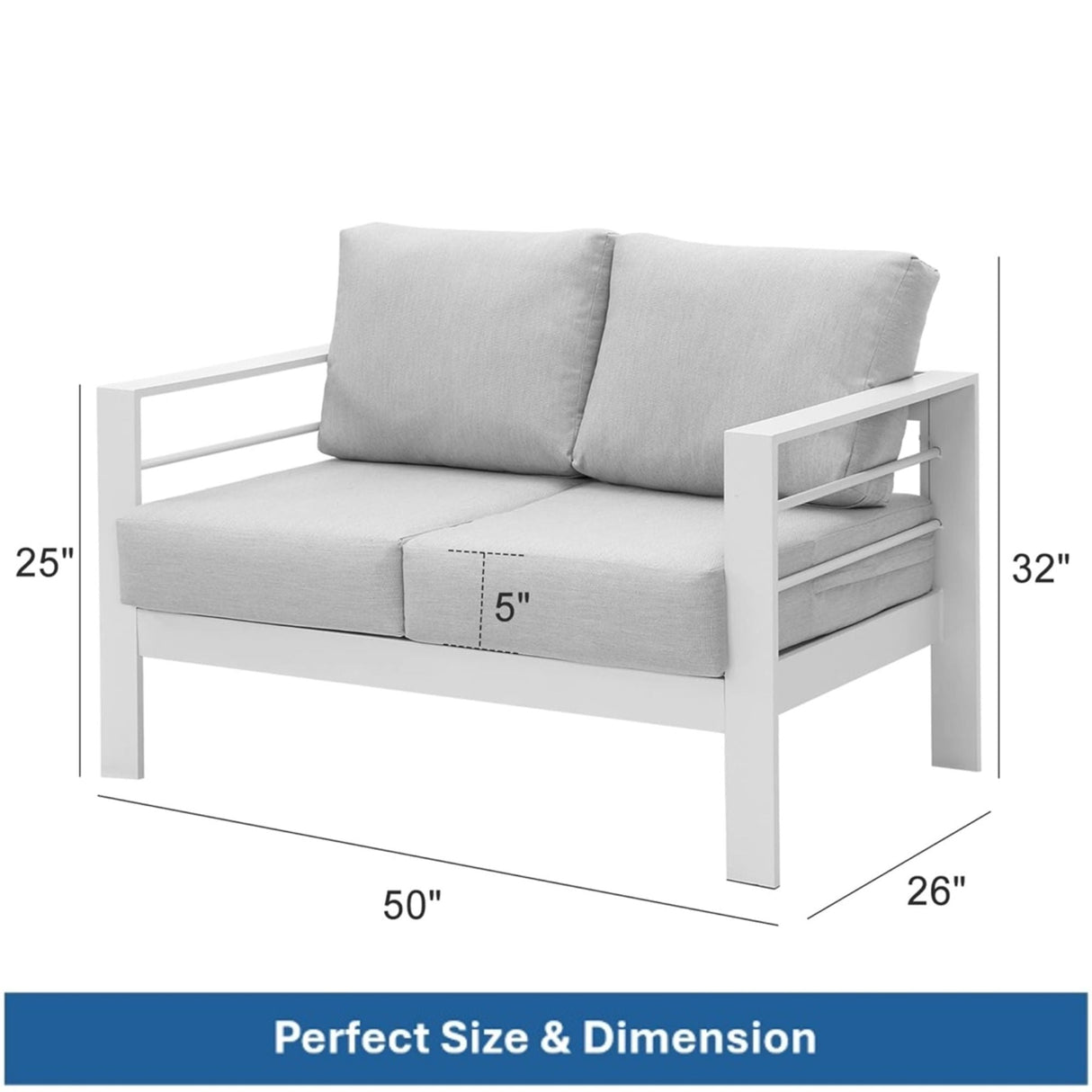Patio All-Weather Loveseat With Thick Cushions