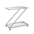 Modern Z Shaped Bar Cart With Tempered Glass Shelves - Silver - Best Buy Furniture