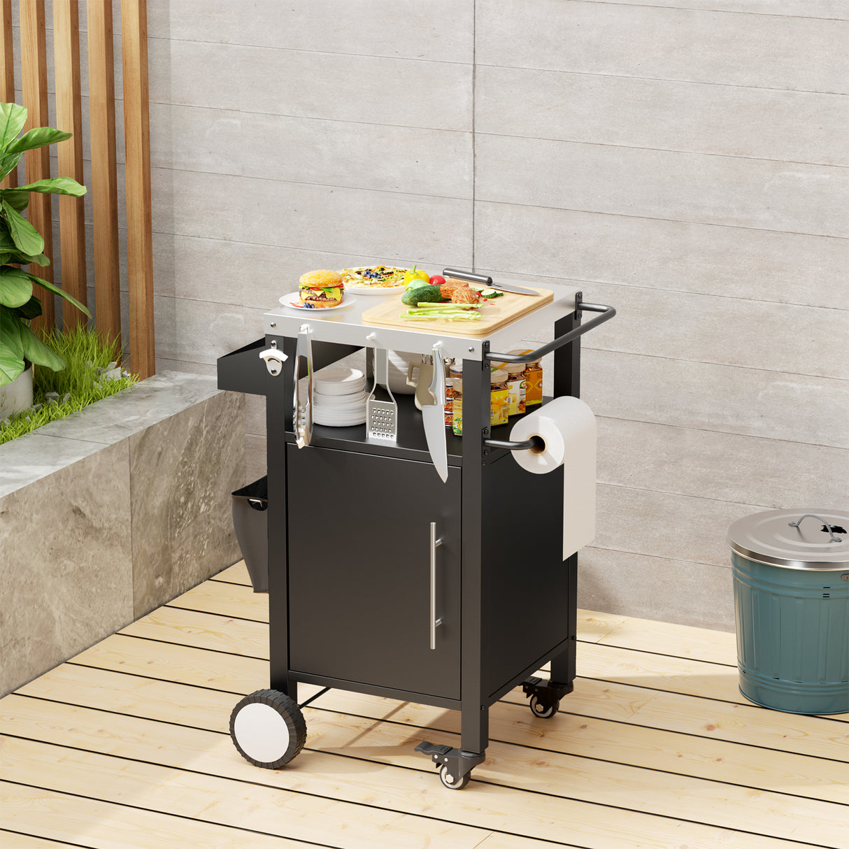 Outdoor Grill Cart with Patio Furniture and Storage
