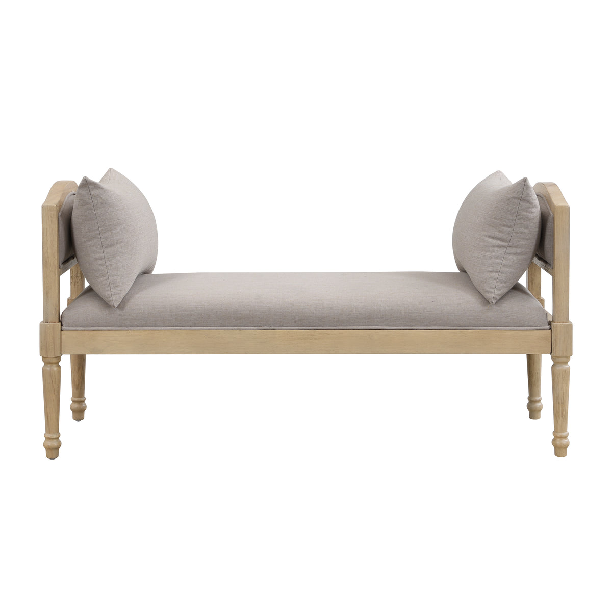 Upholstered Bench with Turned Legs & Side Cushions