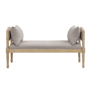 Upholstered Bench with Turned Legs & Side Cushions