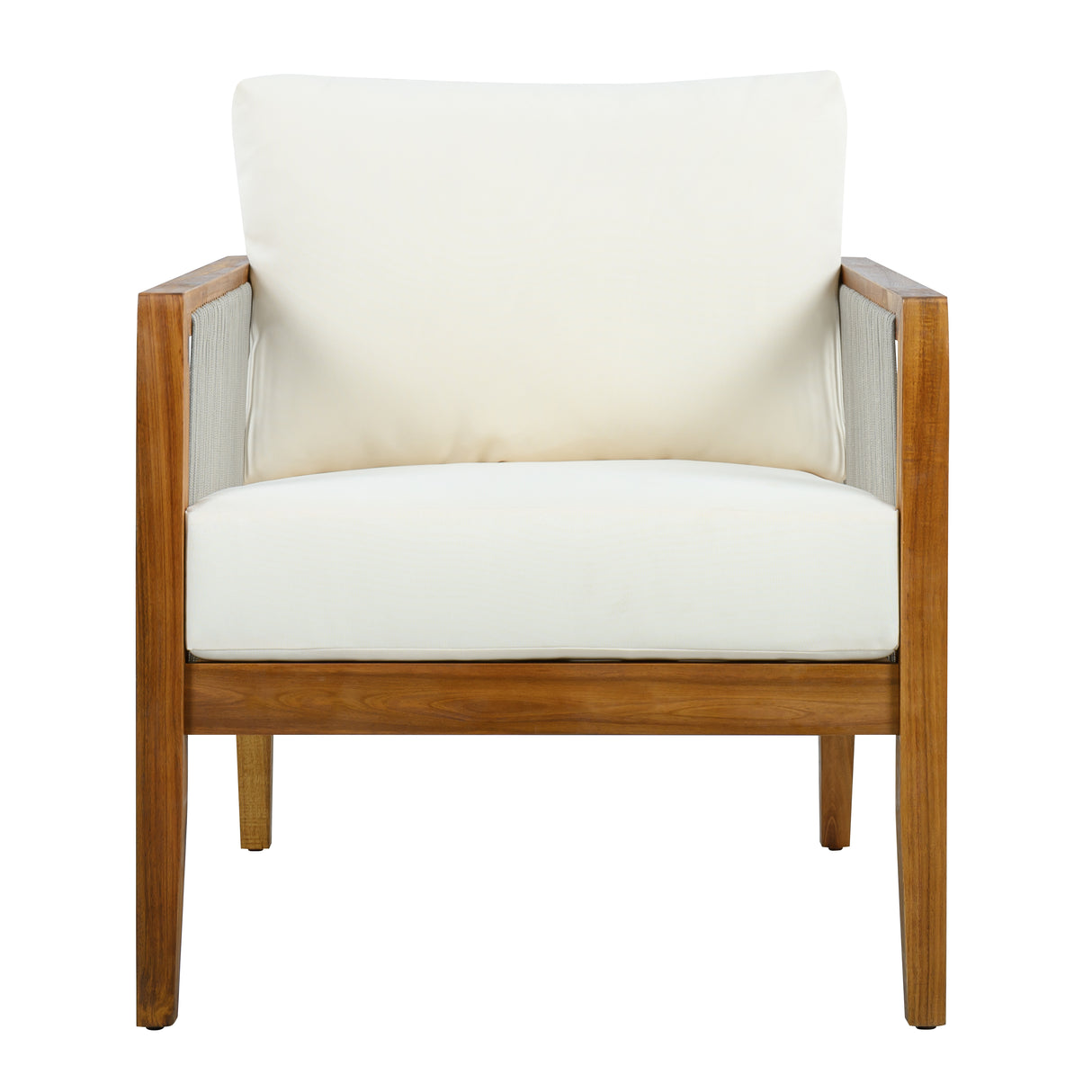 Outdoor Club Chair (Set of 1) - Acacia Wood Frame with Rope Back
