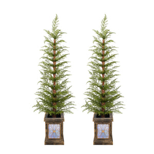 4Ft Pre-Lit Artificial Christmas Tree 2-Piece Set - Green