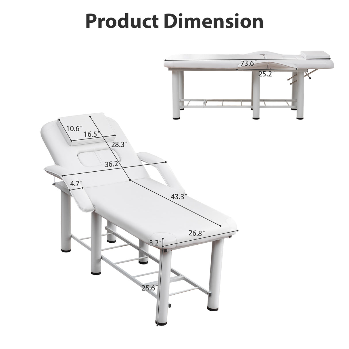 Professional Beauty Bed with Removable Headrest