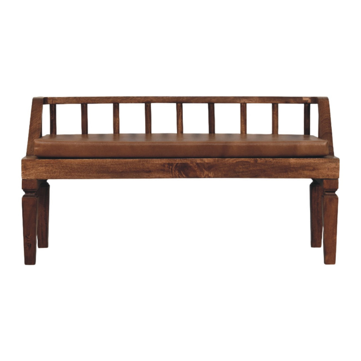 Artisan Furniture Solid Wood Bordeaux Leather Bench
