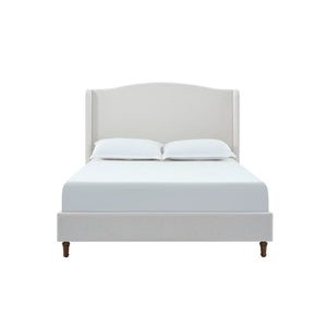 Hannah - Upholstered Wingback Bed Size / Tall Headboard Upholstered King Bed / Premium Textured Look / Minimalist Designs / No Box Spring Needed