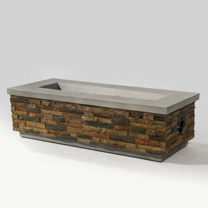Propane Gas Fire Pit Table, 60000 Btu Rectangular For Outside Patio - Sandstone