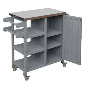 Foldable Outdoor Kitchen Island With Storage Cabinet