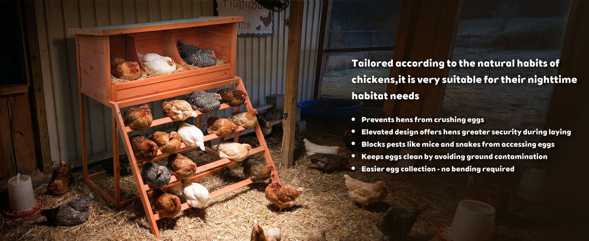 3-in-1 Nesting Boxes for Chickens with Perch and Swing